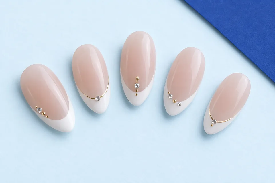 Échantillons de nail art illustratifs — La French porte ses bijoux